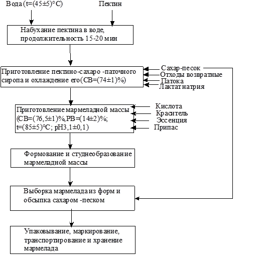 Технологическая схема производства мармелада