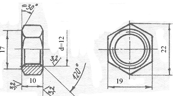 Чертеж гайки м16