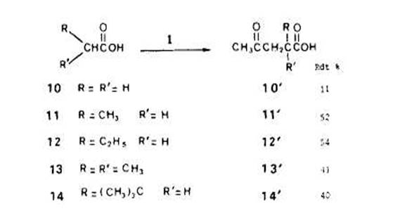 Decomposition du percarbonate de 0,O-t-butyle et 0-isopropbnyle en solution: acetonylation des esters, acides et nitriles