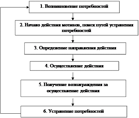 Укажите верную схему мотивационного процесса