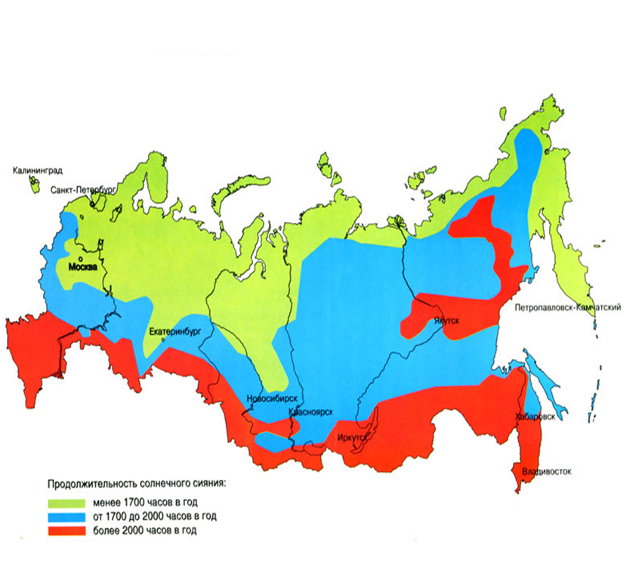 Карта освещенности россии